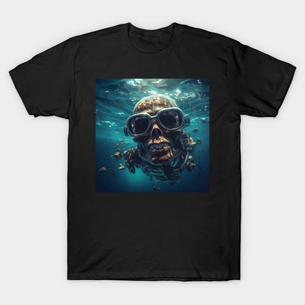 Skeleton Diver T-Shirt by woormle